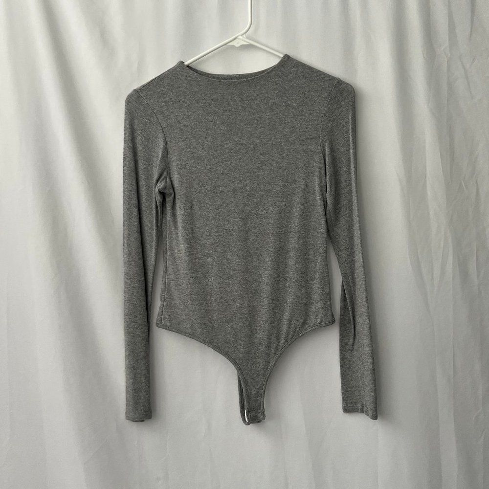 Grey Longsleeve Crew Neck Bodysuit